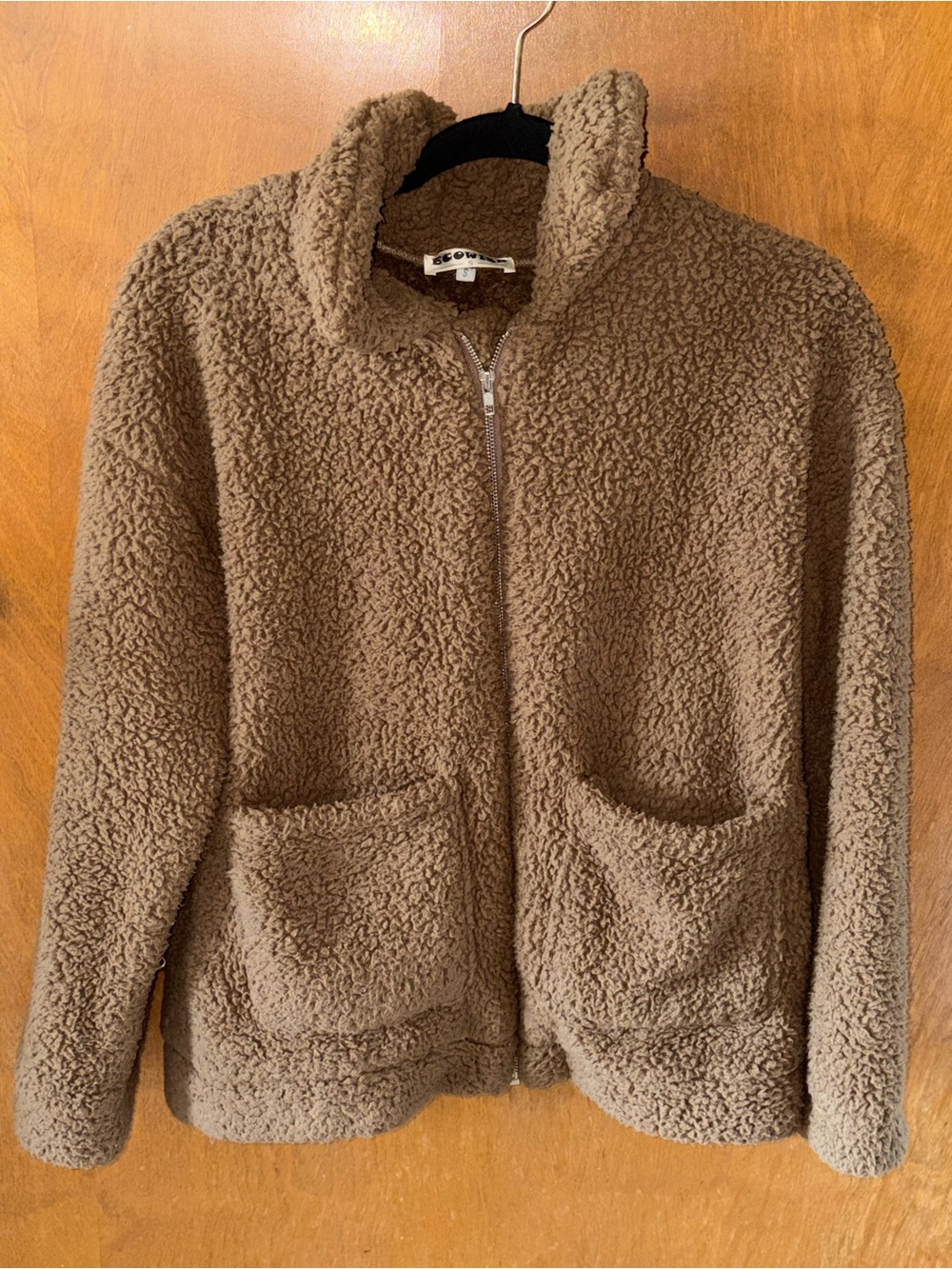 Wish Plush Teddy Zip Jacket - Taupe Brown